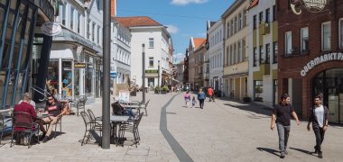 Blick in die Fußgängerzone Minden Einkaufstraße