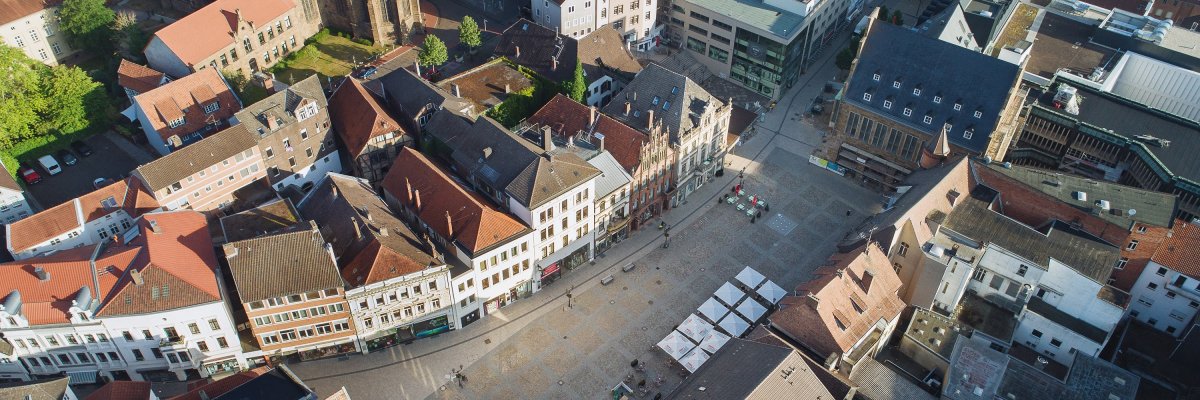 Luftbild Marktplatz Minden Innansicht StartMindenUP @Peter Hübbe