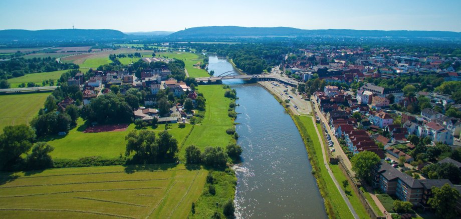 Luftbild Minden - Blick auf die Porta