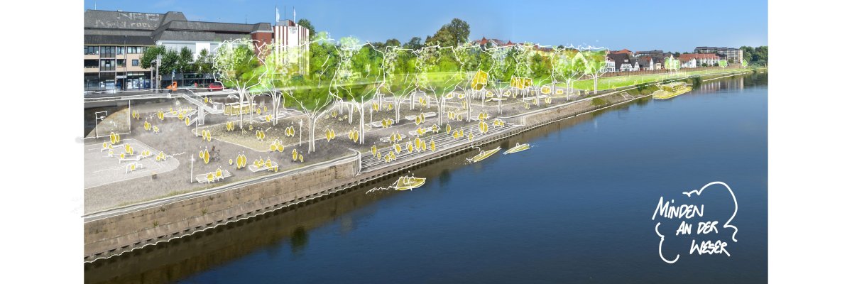 Skizze der geplanten Weserpromenade: Schlagde