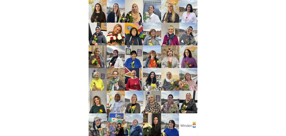 Collage zum Videoprojekt zum Weltfrauentag 2024 Eine Collage aus Bildern der beteiligten Frauen