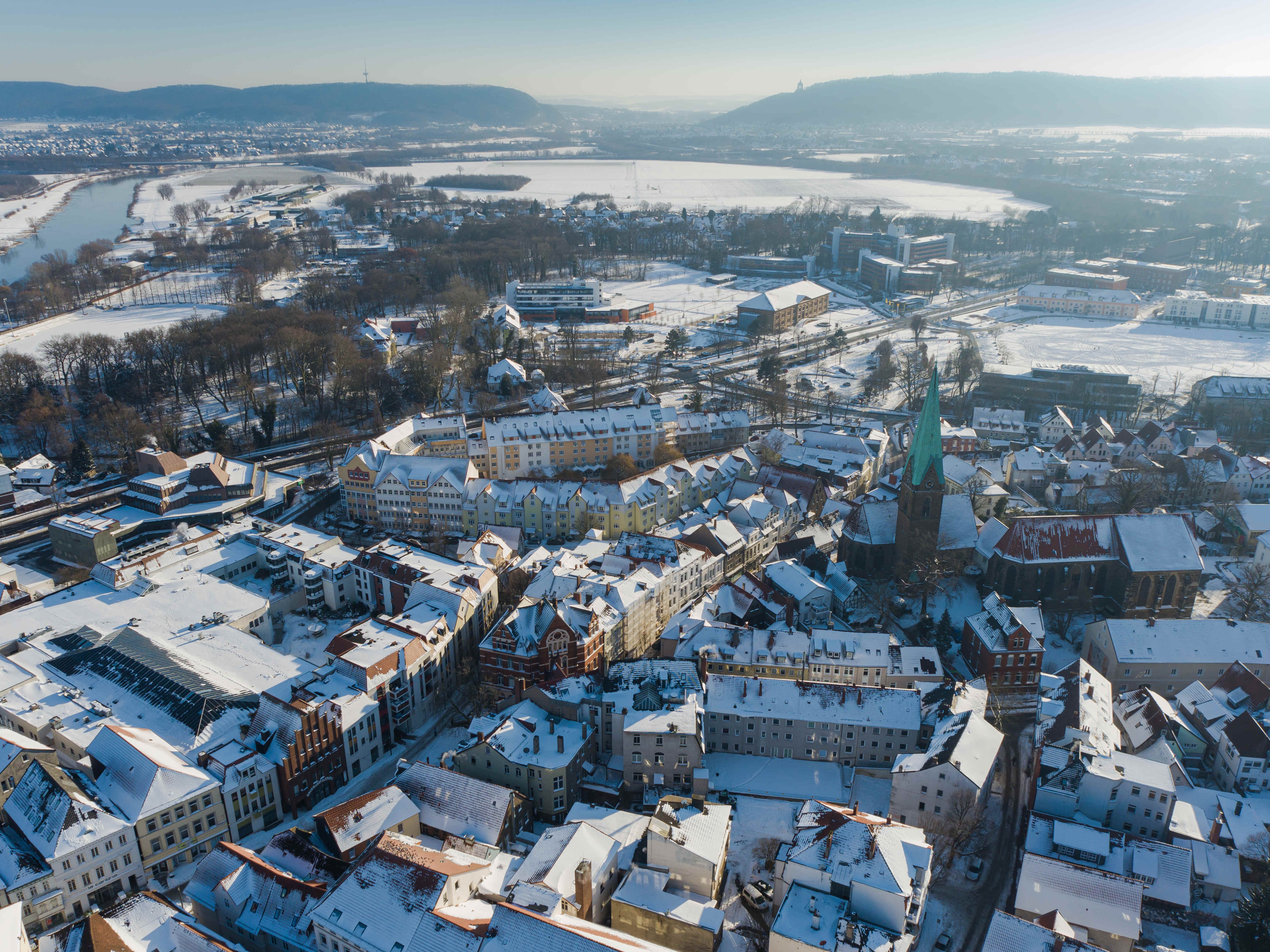 Luftbild Mindener Innenstadt mit Blick auf Porta Luftbild Innenstadt mit Blick auf Porta