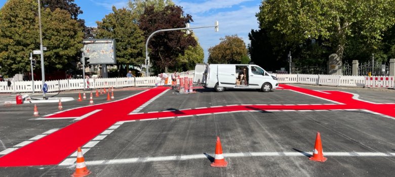 Neue Markierung auf der Marienstraße
