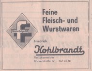 Alte Zeitungsanzeige von Kohlbrandt Bäckerstraße 12
