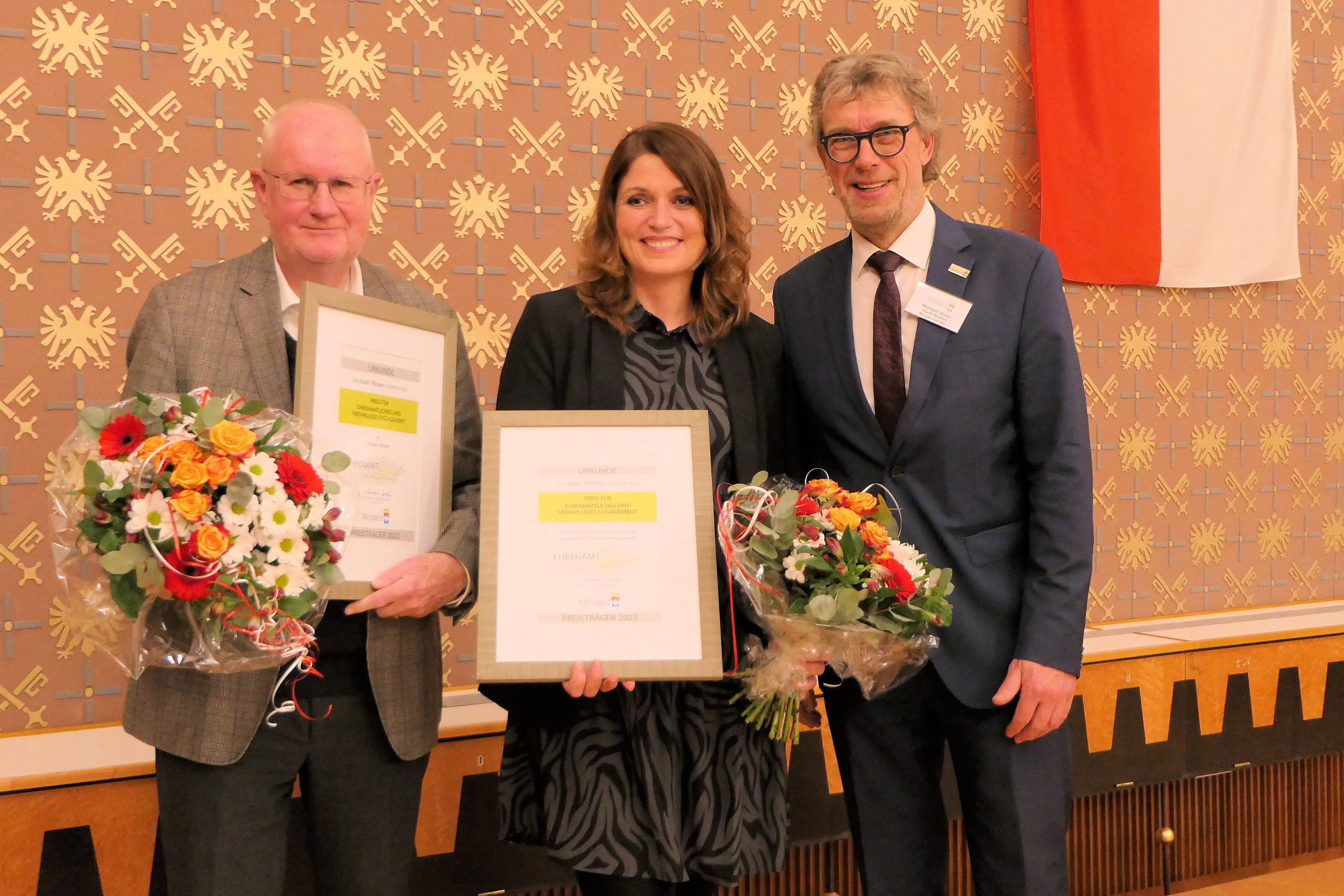 Bürgermeister Jäcke mit den Preisträgern 2023 