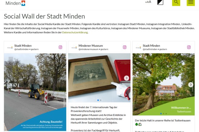 Social Wall der Stadt Minden 