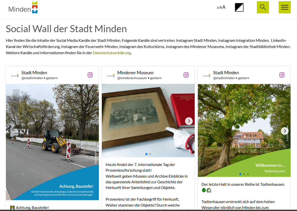 Social Wall der Stadt Minden Social Wall der Stadt Minden
