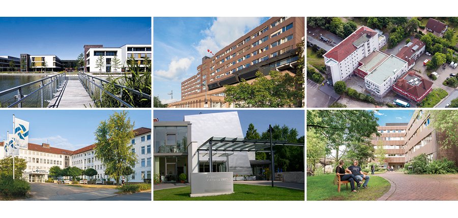 Fotocollage von allen zugehörigen Mühlenkreiskliniken