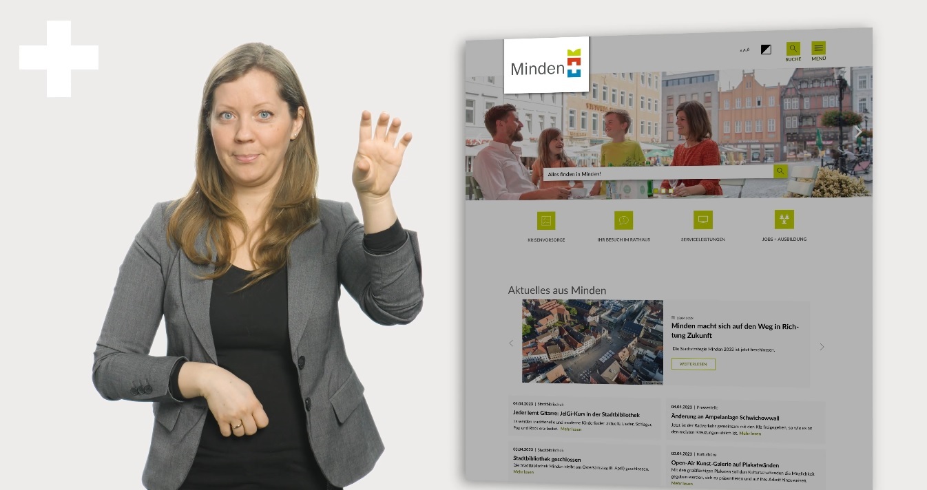 Homepage der Stadt Minden in Gebärdensprache erklärt