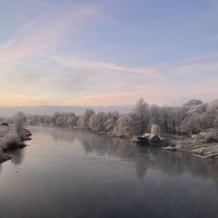 Weser im Winter im Morgenlicht